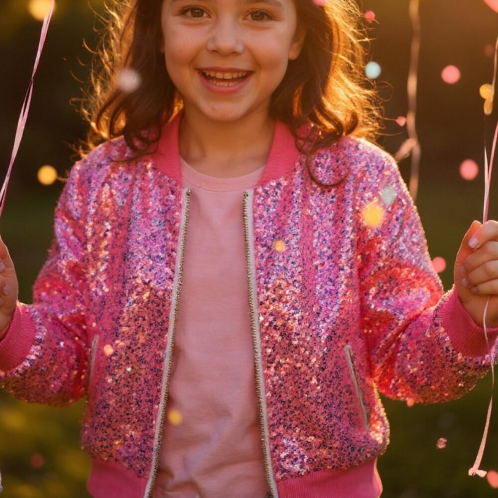 Bubblegum Pink Sequin Zip Jacket NWT